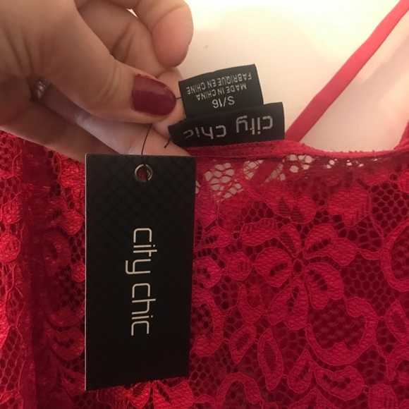 NWT Bodysuit Red Lace City Chic - Picture 11 of 13